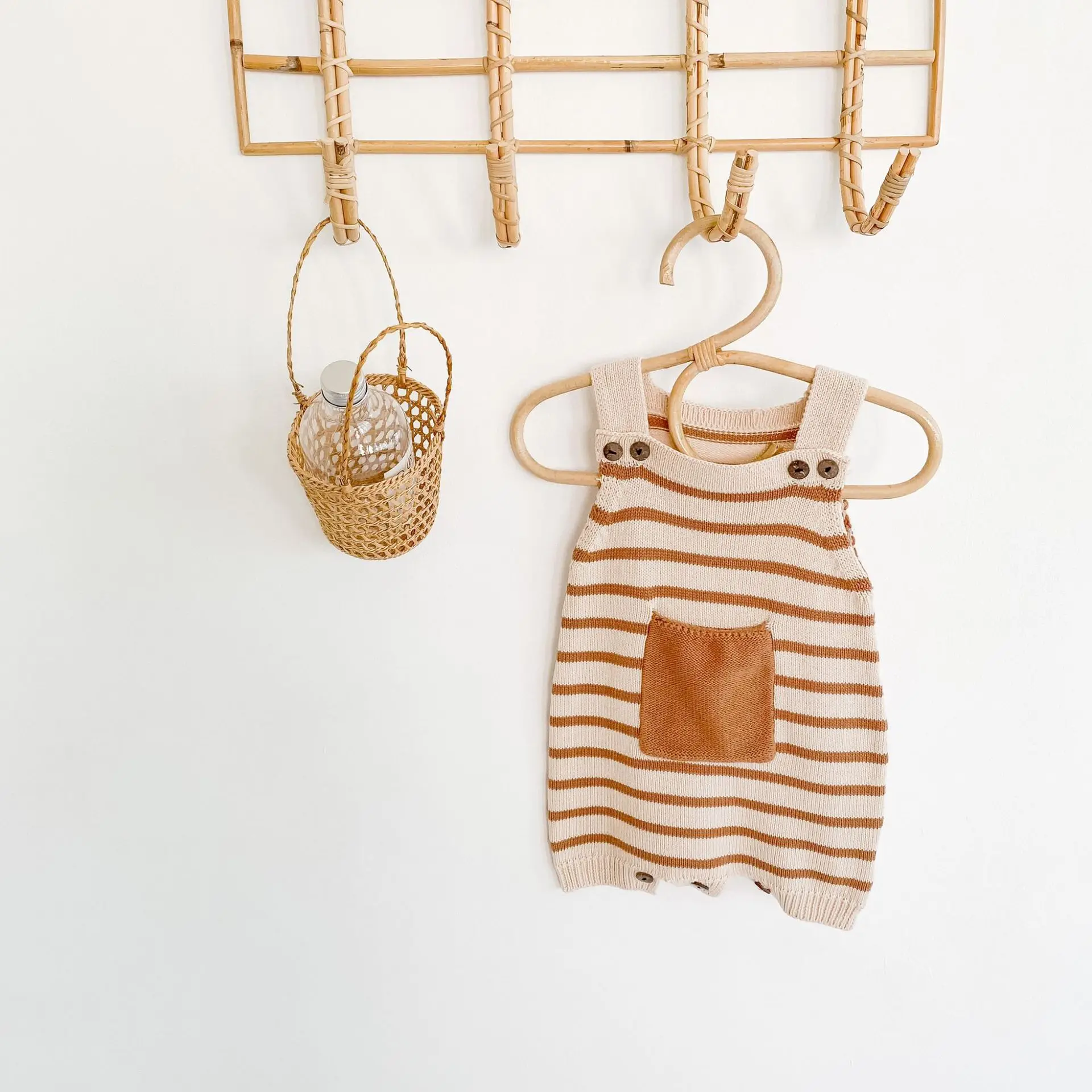 Трикотажный комбинезон для новорожденных без рукавов в полоску|Ромперы| |