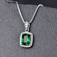 2021 classic 100 925 sterling silver emerald birthstone white gold pendant necklace jewelry gift wholesale ladies square