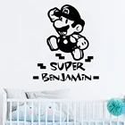 Виниловые наклейки на стену с именем Супер Марио, художественный декор для детской комнаты, украшение для детской комнаты, наклейка, фотообои, постер