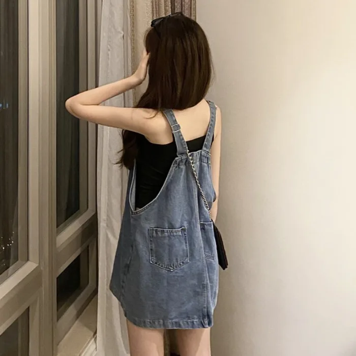 

Denim Brace Dress for Women Summer 2021new Retro Hong Kong Style Chic Sweet Salt Dress Ins Style
