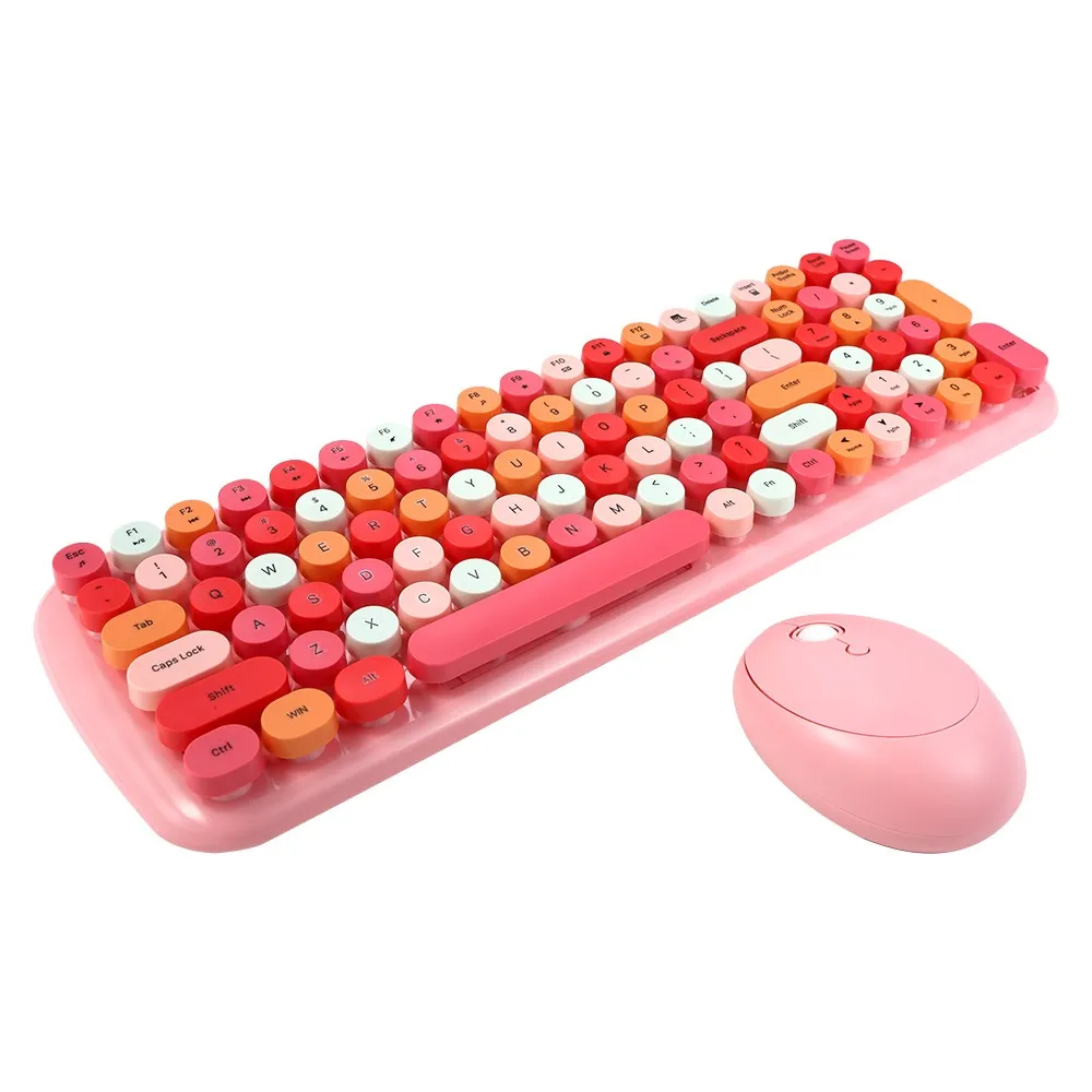 

Беспроводная клавиатура и мышь Candy XR 2,4G, комбинированная клавиатура с 100 клавишами и круглыми клавишами, разноцветная клавиатура с 4 клавиша...
