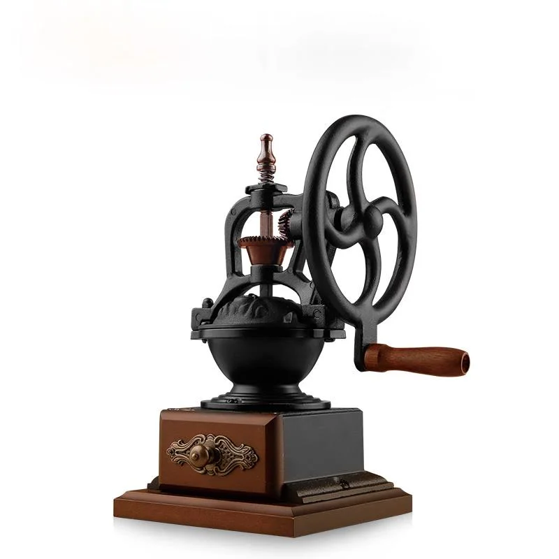 安い 古典的な木製の手動コーヒーグラインダーヴィンテージ手のコーヒーグラインダー調整可能な豆家庭用ムーランカフェキッチンツールED50KF