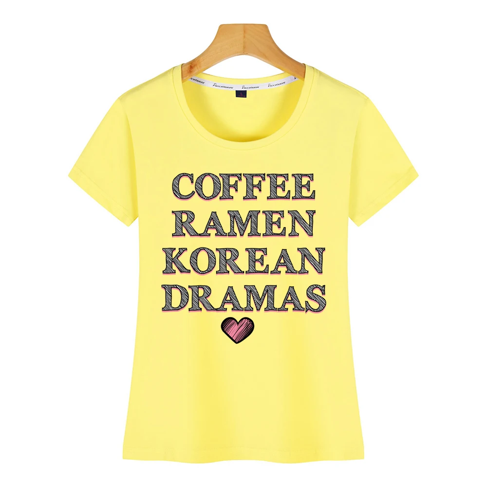 Топы футболка женская кофе рамен Корейская Драма забавная Harajuku хлопковая