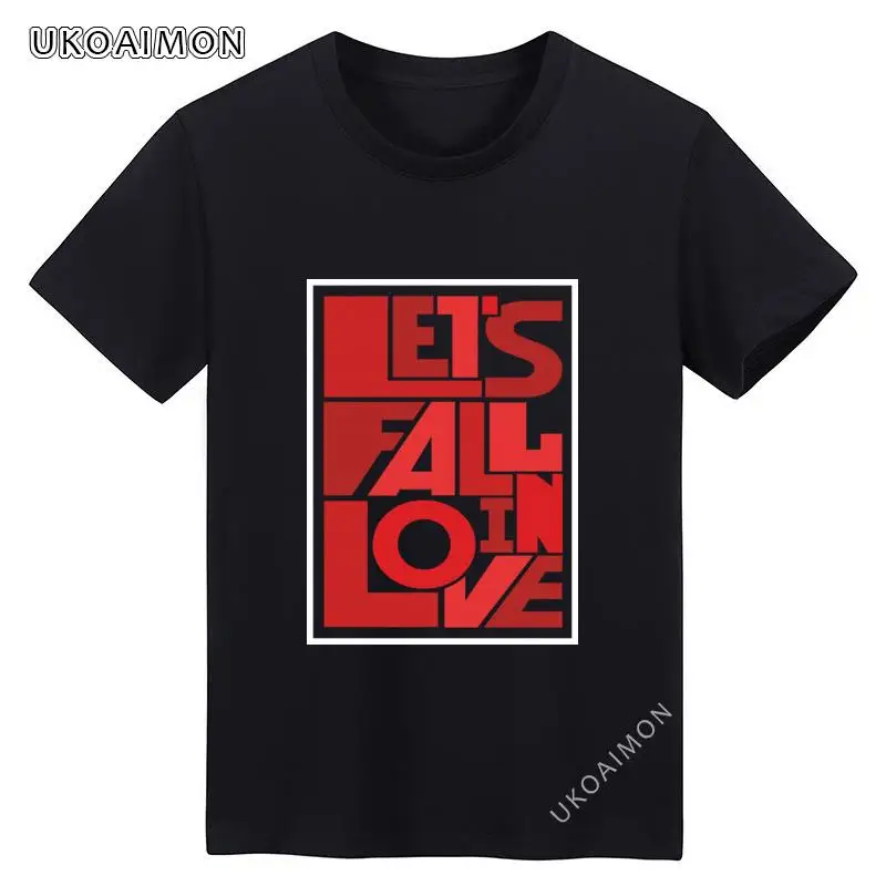 

Специальная мужская футболка Let's Fall In Love, летние хлопковые футболки, уличная одежда, мужские топы, рубашка, простая стильная футболка с кругл...
