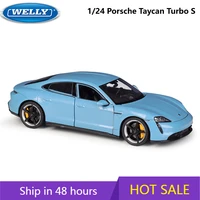 welly diecast 124 car porsche taycan turbo s sports car high simulator model car alloy metal toy car for kids gift collection