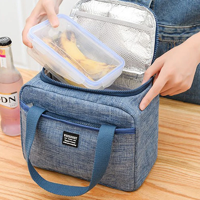 

Portable Lunch Bag New Thermal Insulated Lunch Box Tote Cooler Handbag Bento Pouch Dinner Container School Food Storage Bags