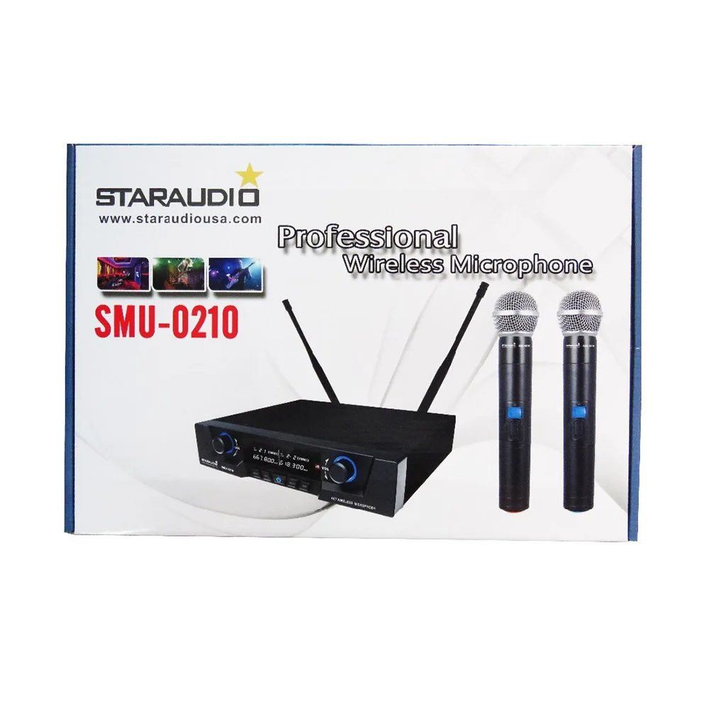 STARAUDIO профессиональный беспроводной микрофон Двухканальный UHF Ручной беспроводной микрофон для сцены вечерние церковные SMU-0210