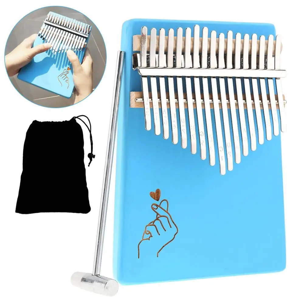 17 Keys Thumb Piano Kalimba White Finger Heart Pattern Solid Single Board Pine Mbira Mini Keyboard Instrument | Спорт и развлечения