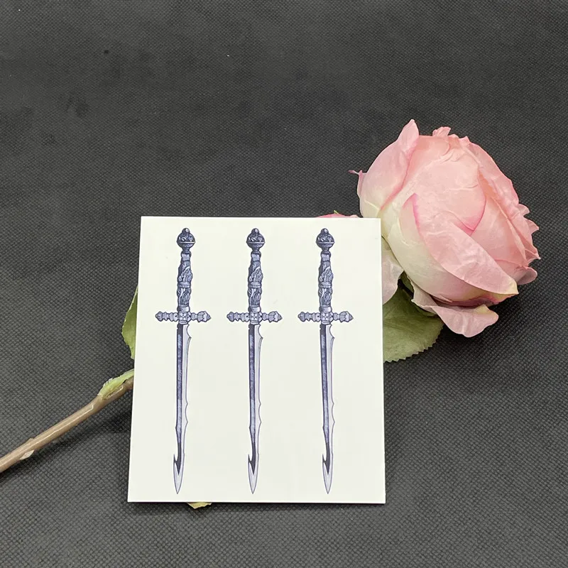 Искусственные татуировки с черным мечом для искусства тела водонепроницаемые
