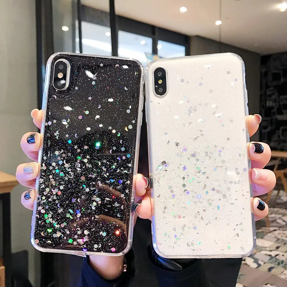 Чехлы для телефонов iPhone XS Max XR X 10 8 7 6 6S Plus Блестящий мягкий прозрачный силиконовый