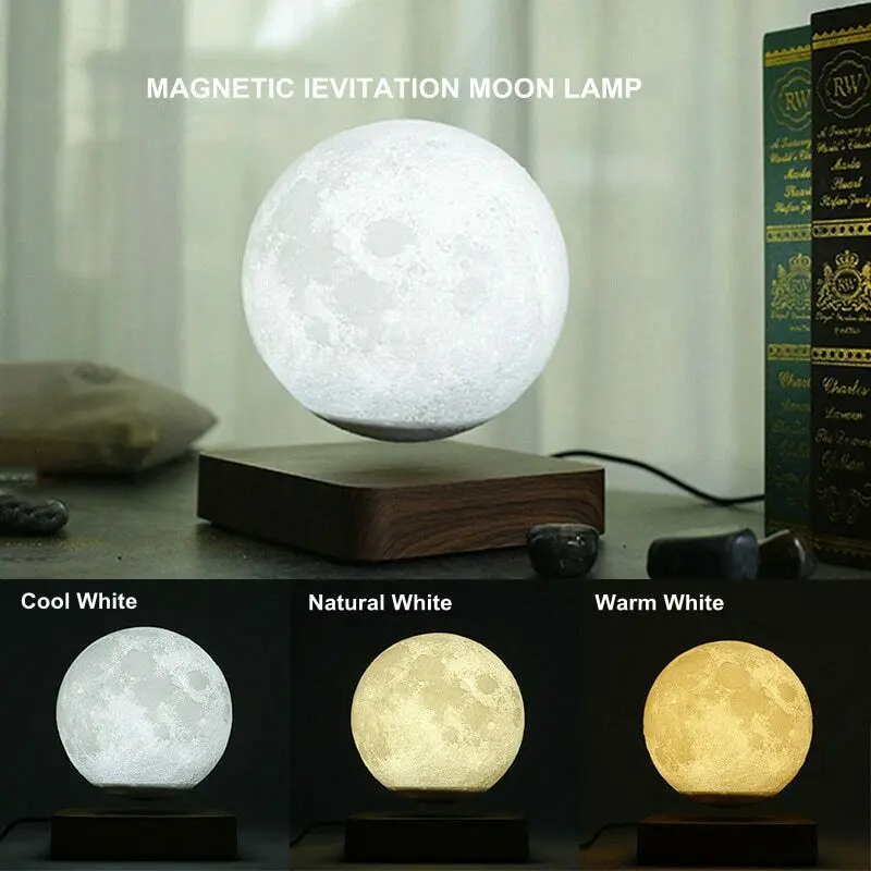 

Creative 3D Magnetic Levitation Moon Lamp Night Light 14cm Rotating Led Moon Floating Lamp Home Decoration Holiday Gifts