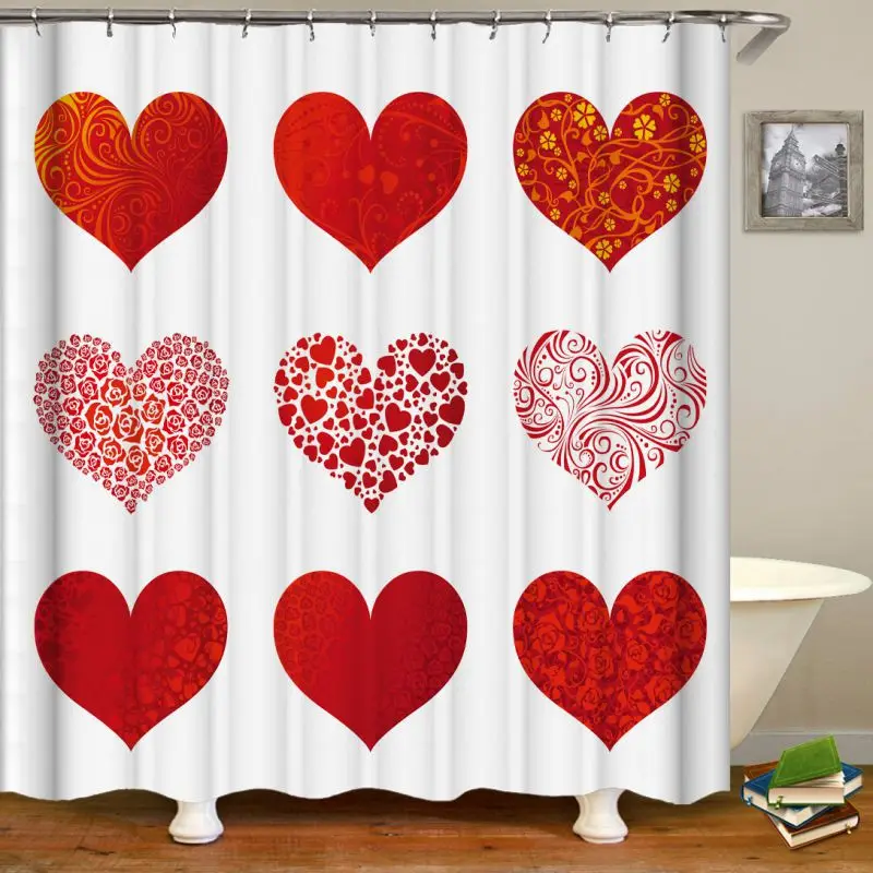 

3D Digital Valentine's Day Shower Curtain Valentine's Day Printing Shower Curtain Home Shower Bathroom Bedroom Decor Dropship