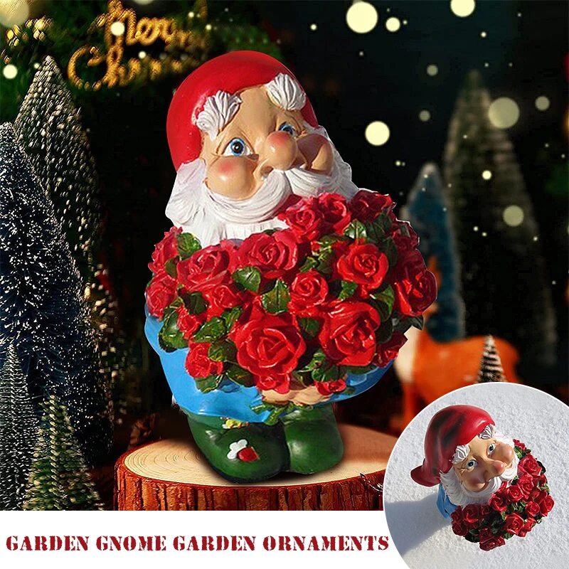 

Статуя гнома с розой, креативные поделки из смолы, уличное ландшафтное украшение для дома, сада, двора, украшение C1