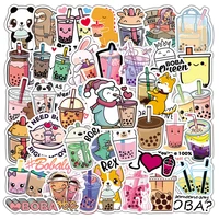 50pcs cute cartoon pearl milk tea stickers pack for girl boba bubble teas decal sticker to diy stationery luggage laptop guitar