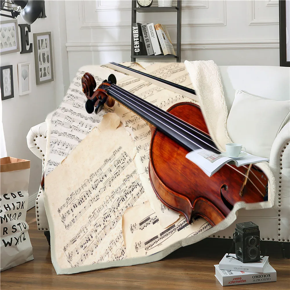 

3D printed musical notesSherpa blanket couch quilt cover travel bedding export velvet plush throw wool blanket bedspread