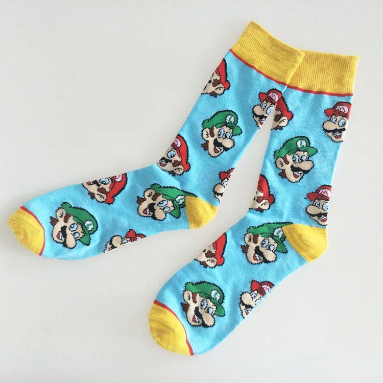 

Men Cute Super Mario Anime Cartoon Knee-High Socks Bros Funny Novelty Cotton Summer Casual Sports Tube Socks Harajuku Calcetines
