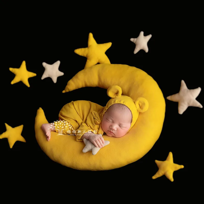 

9Pc Newborn Photography Moon Stars Background Baby Boy Girl Photo Shoot Posing Pillow foto Shooting Backdrops Baby Shower Gift