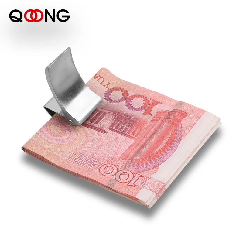 QOONG гравировка на заказ нержавеющая сталь два цвета зажим для денег держатель
