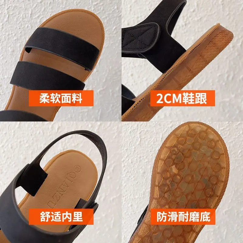

Soft Anti-Skid Flat Sandal Shoe Summer Heels Suit Female Beige Without Girls Low Comfort Gladiator Black Fashion Clear 2021