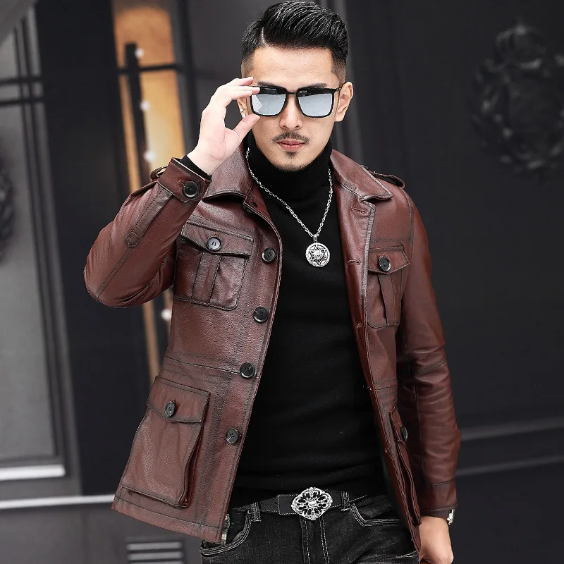 

Haining 2020 autumn new fashion leather jacket for men