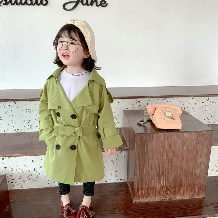 Модный Плащ-Тренч для девочек-подростков длинное ветрозащитное пальто 2019 г.