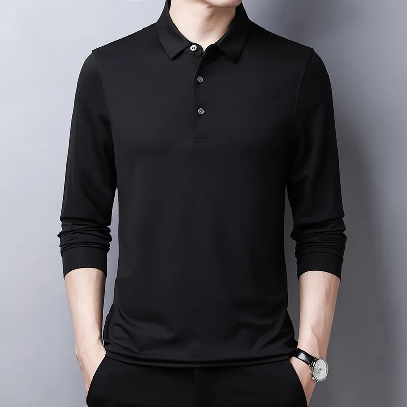 

2021 2021 New Arrival Men Polo Shirt Solid Long Sleeve Autumn Collar Shirts Casual Slim Fit Man's Polo Shirt Fashion Male Tops