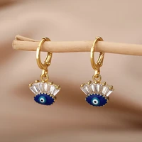 zircon evil eye earrings for women girl blue eye hamsa hand eyelash tassel earring drop earrings bohemian turkish jewelry gift