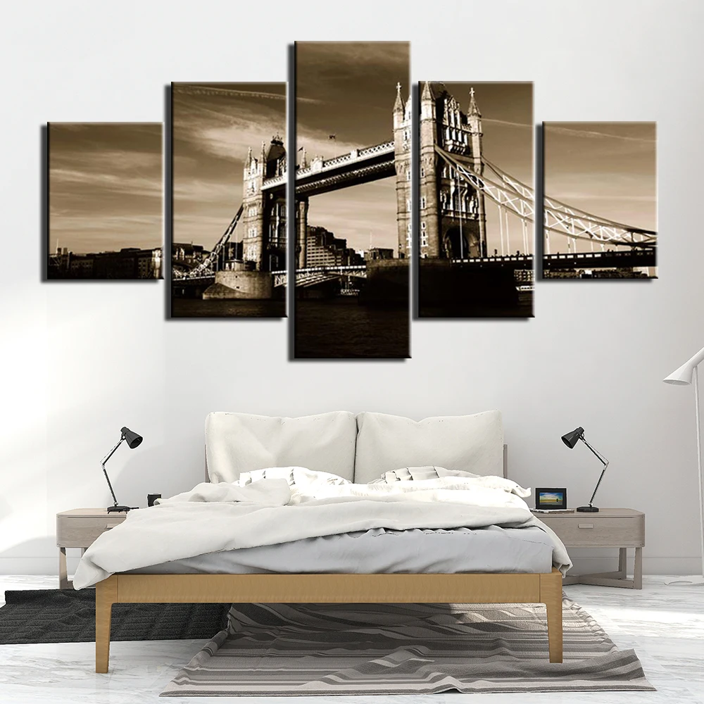 

Wall Art Canvas Home Decoration HD Printed 5 Panel London City Painting Modern Posters Cuadros Modular Pictures For Living Room