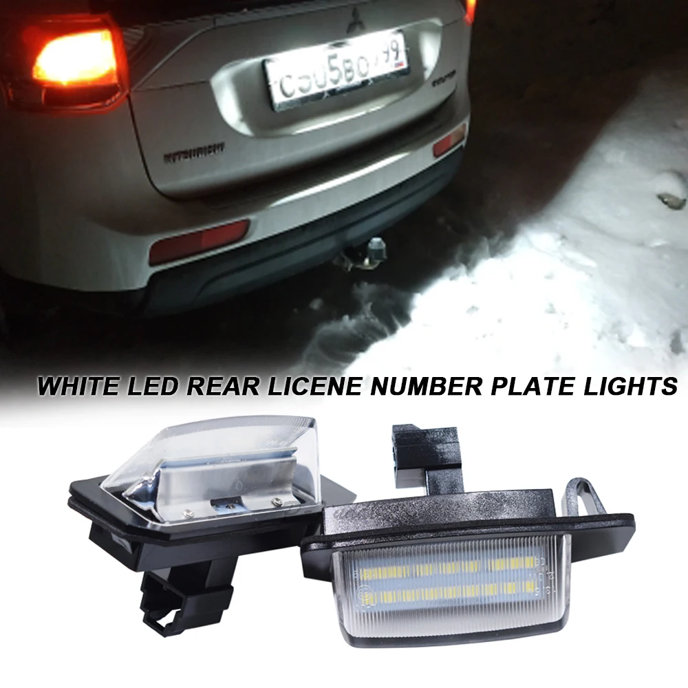 

2pcs White LED License plate light for Mitsubishi Lancer Sportback Outlander auto number plate lamps No error car styling