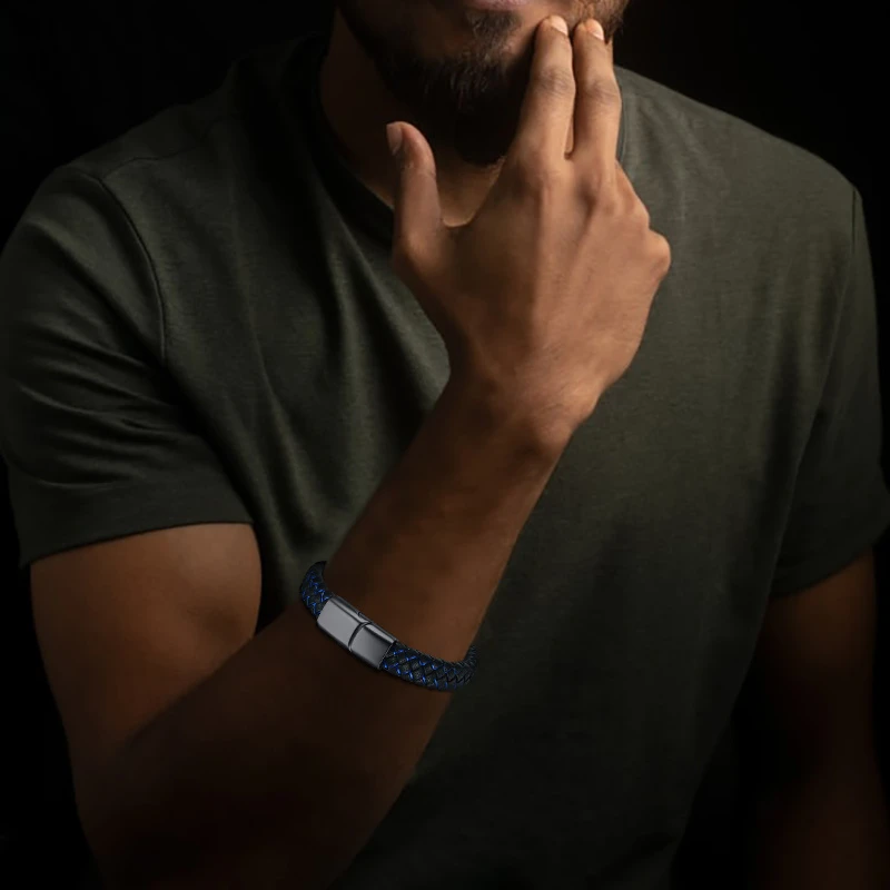 Стильный мужской браслет Vnox с изображением имени на заказ из нержавеющей стали