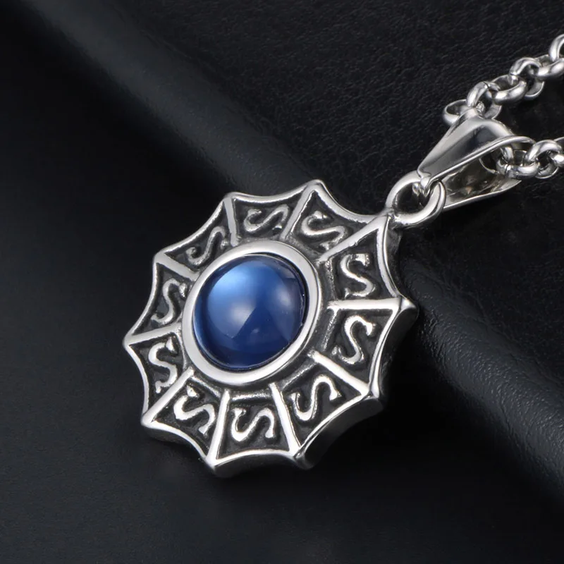 Большое ожерелье с таинственным узором из синего камня брендовая цепочка Ts