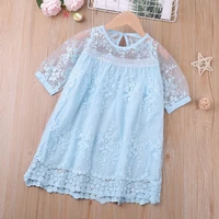 2022 new summer baby girl clothes lace flower mesh princess dress birthday dress children clothes girl