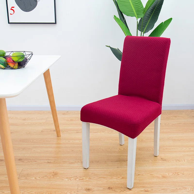 Упругий тканевый чехол для стула однотонный вязаный утолщенный клетчатый Темный