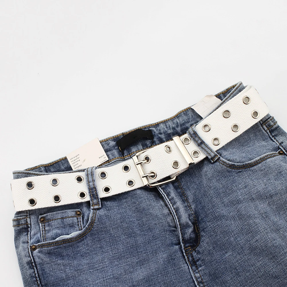 

Women Punk Chain Fashion Belt Adjustable Black Double/Single Eyelet Grommet Leather Buckle Belt