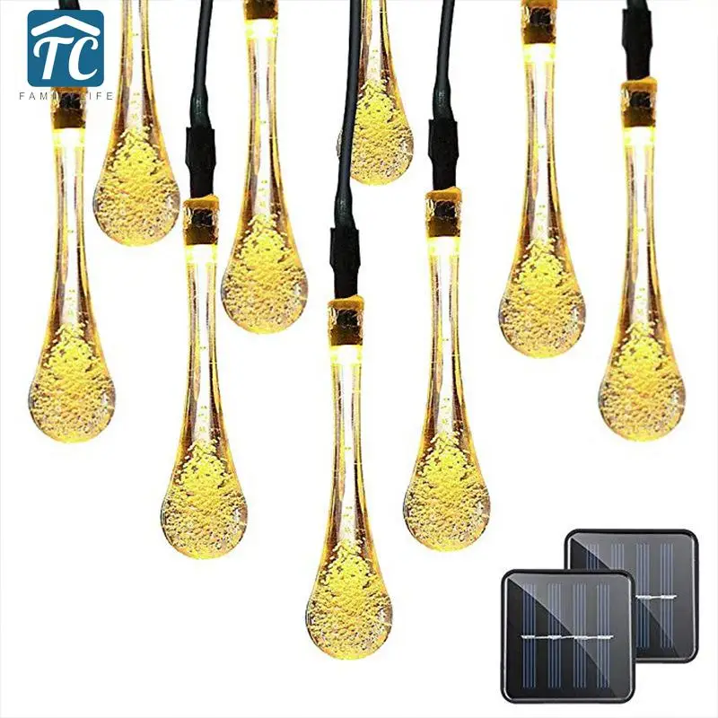 

Solar Lamp Solar Garden Light Christmas Decor Solar Bulb Light String Droplet Bulbs Waterproof Fairy String Lights Garlands