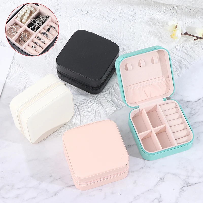 

2021 Jewelry Organizer Display Travel Jewelry Case Boxes Travel Portable Jewelry Box Leather Storage Organizer Earring Holder