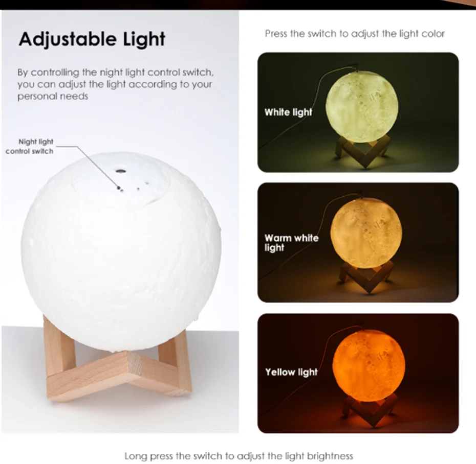 Лунная увлажнитель настольные лампы Украшения в спальню тумана воздуха USB ночные