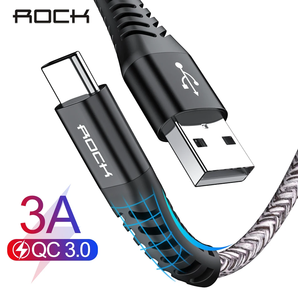 ROCK QC3.0 usb type C кабель для Xiaomi Redmi K20 Pro 3A Быстрая зарядка дата Устройства Мобильный