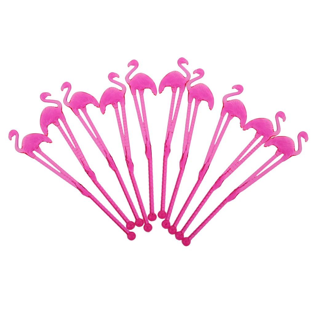 Набор из 10 коктейльных палочек с фламинго для перемешивания напитков|Соломинки