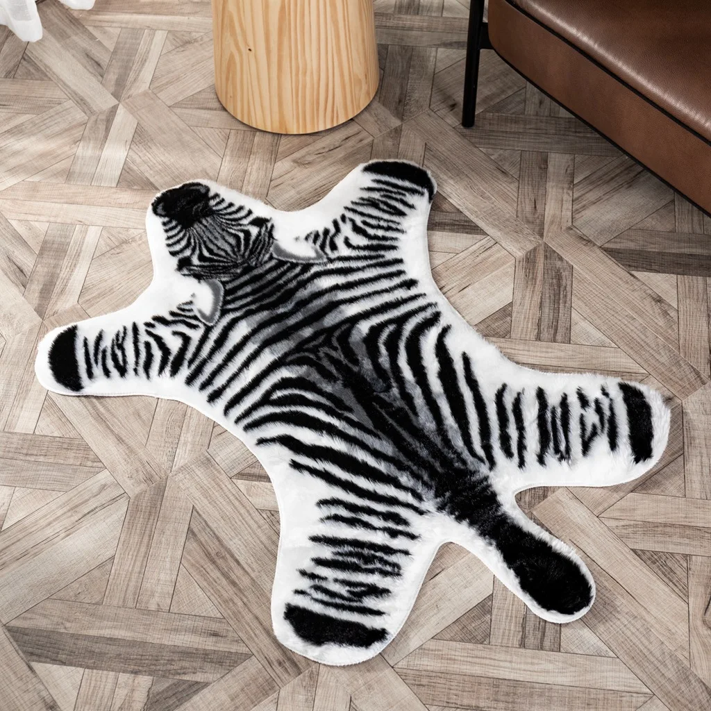 tiger printed Rug Cow Leopard Tiger Printed Cowhide faux skin leather NonSlip Antiskid Mat80x108CM Animal print Carpet | Дом и сад