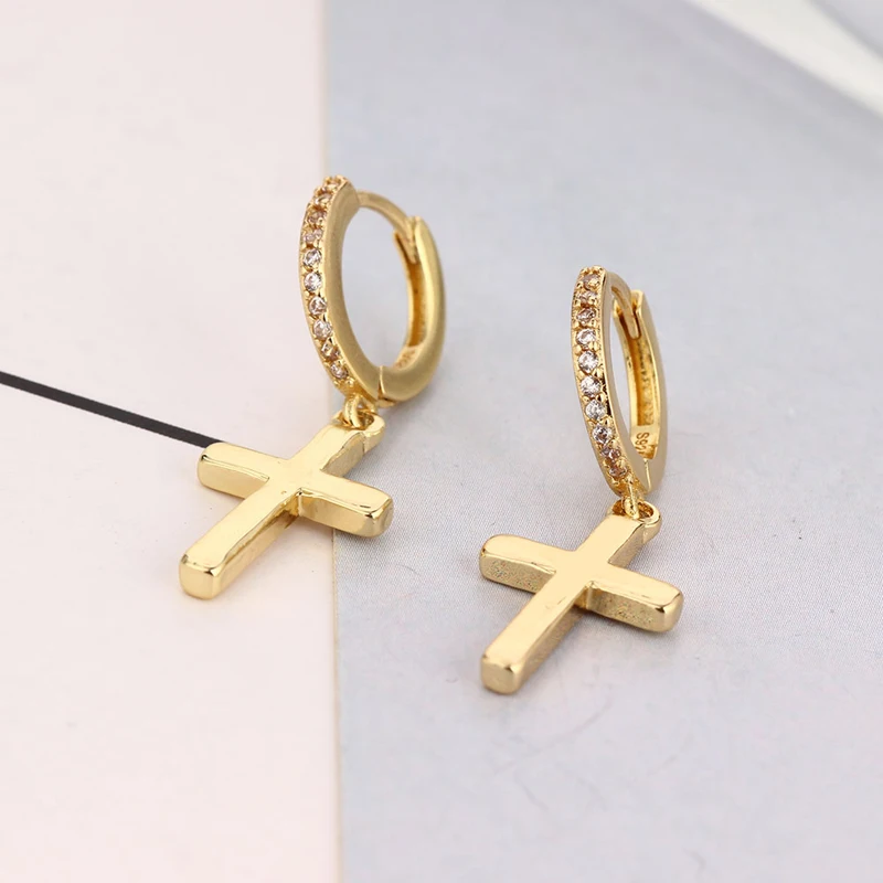 

Серьги-гвоздики в стиле панк для мужчин и женщин, простые ювелирные украшения для ушей с перекрестными подвесками, подарочные украшения