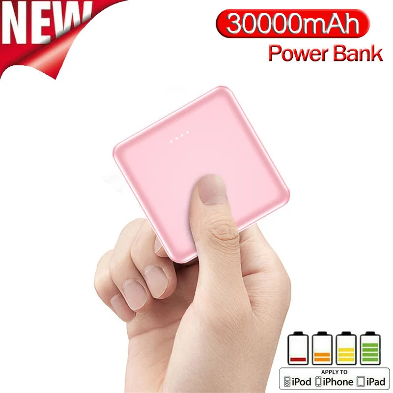 30000mAh внешний аккумулятор мини портативный квадратный индикатор заряда батареи