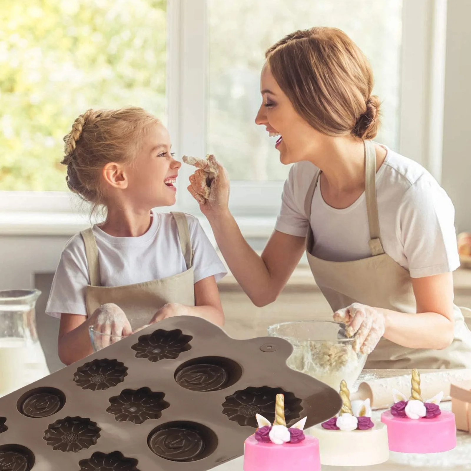 

Silicone 15 With 3 Different Flower-Shaped Chocolate Cake Mold Pudding Silicone 15 and 3 different flower chocolate cake mold#NL