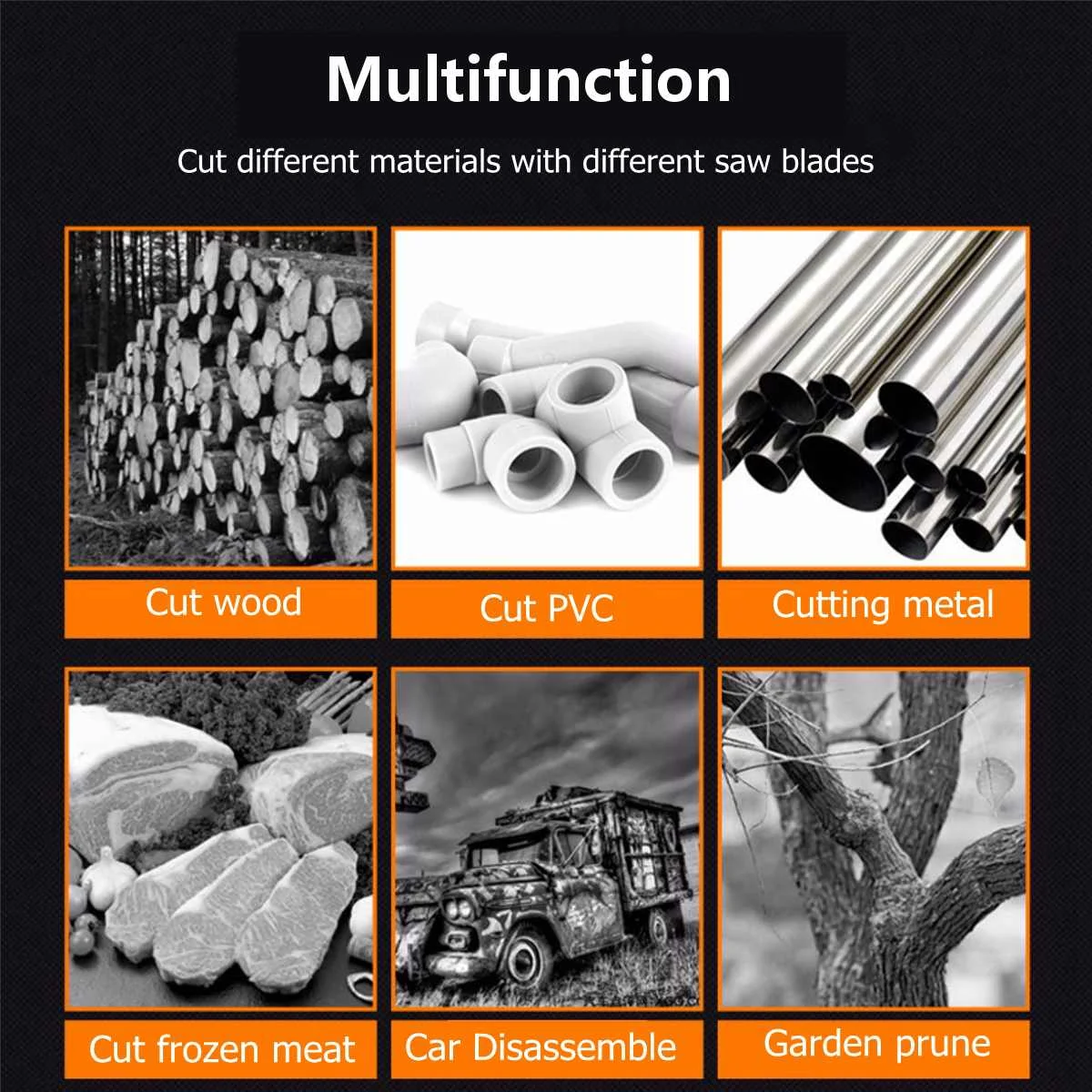 

Drillpro 48V Cordless Reciprocating Saw with 4 Saw blades Battery Metal Cutting Wood Tool Portable Woodworking Cutters