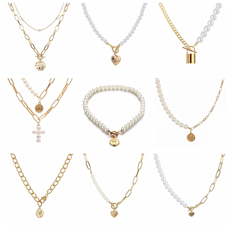 

ZOVOLI Gold Color Heart Locket Pendant Necklace for Women Imitation Pearls Choker Necklaces Female 2020 Fashion Jewelry New
