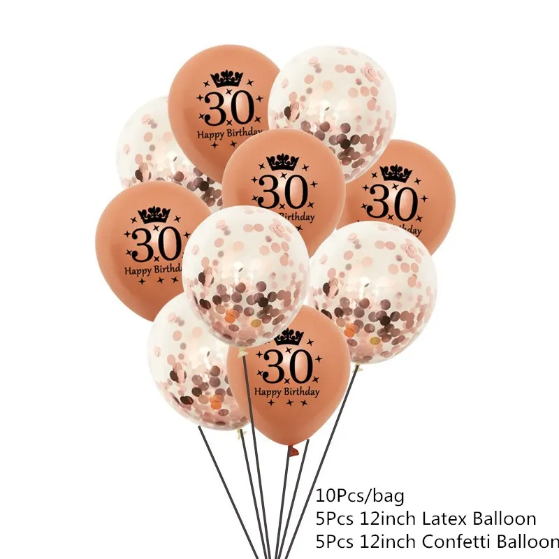 Rosegold 30 Chicinlife 10 шт. золото/серебро номер 30/40/50/60 лет питьевой Бумага соломенная шляпа для взрослых День рождения Юбилей Декор поставки - Цвет: Rosegold 30