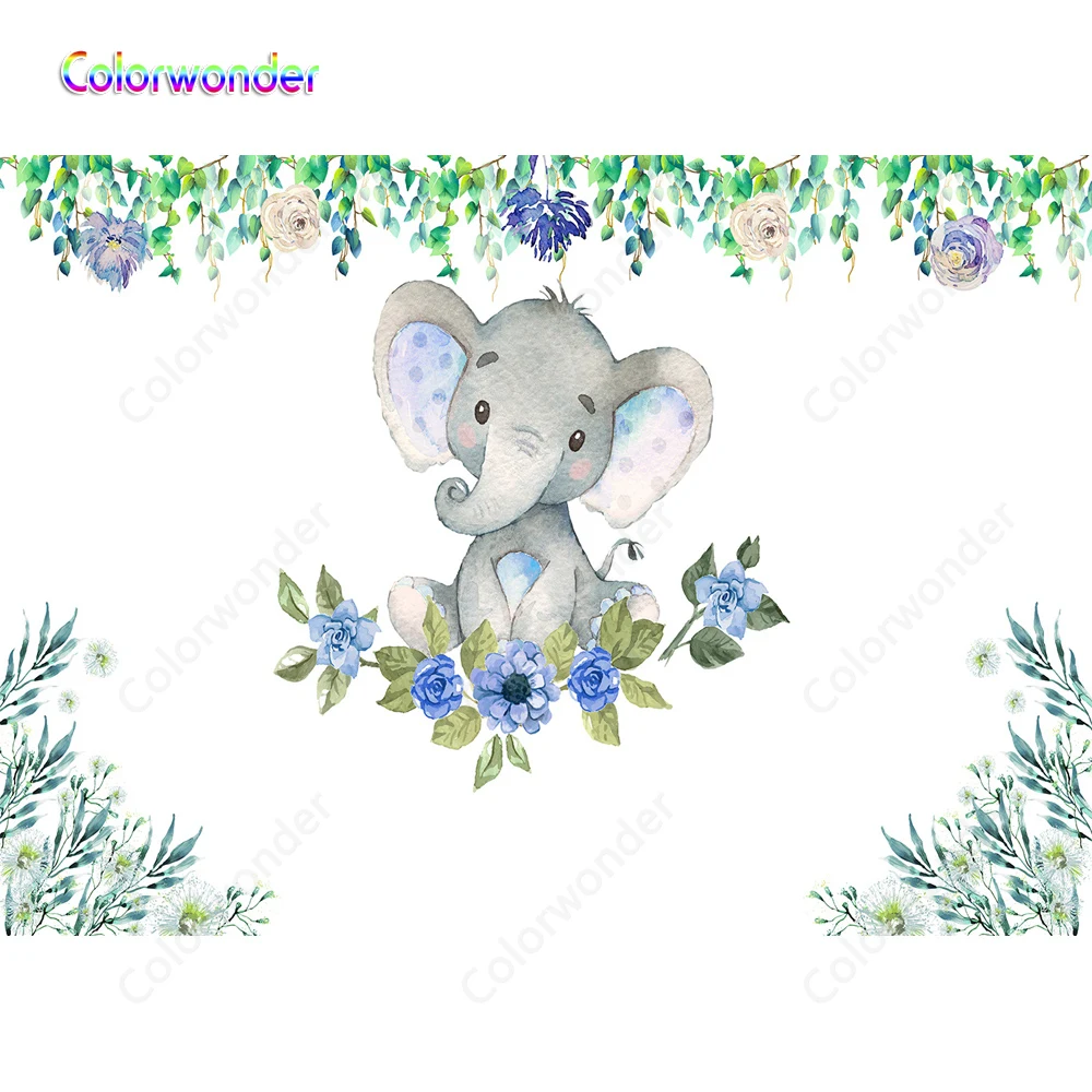 Фон для фотосъемки новорожденных детей с изображением маленького серого слона