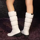 Эластичные ботинки на плоской подошве, средней длины, новинка 2021, осень и зима, корейские водонепроницаемые, Нескользящие и теплые на толстой подошве