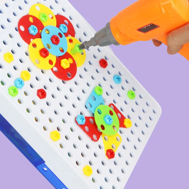 

Drilling Screw 3D Creative Mosaic Puzzle Toys Montessori Plastic Drill Screw Group Jigsaw Toys