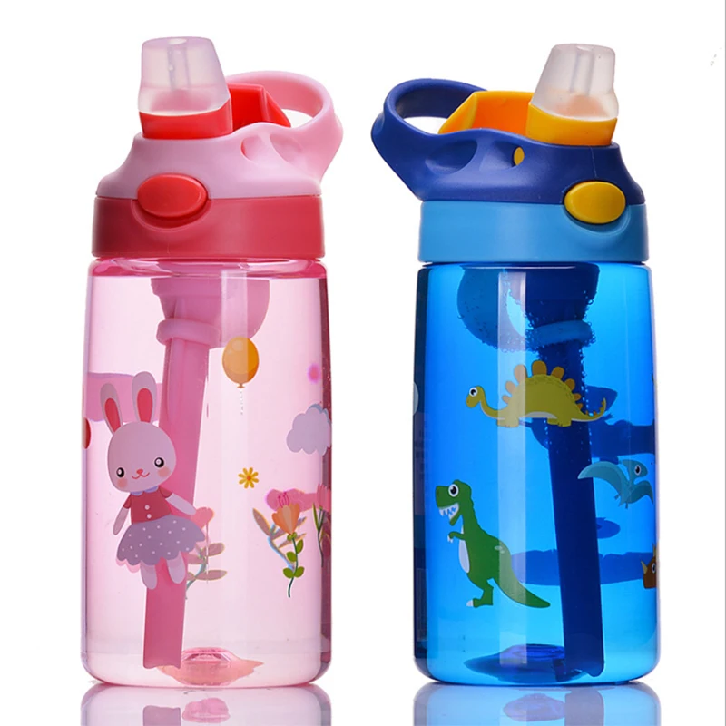 

Children's water cup Creative cartoon baby feeding cups with straws leak-proof outdoor portable children's water bottles